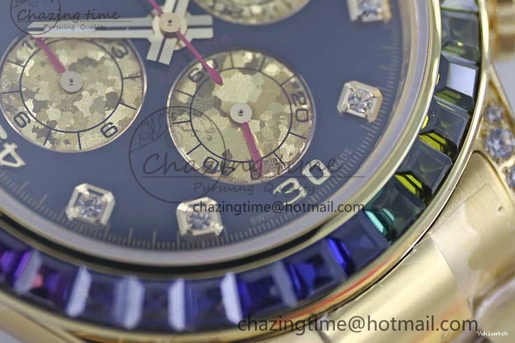 Diamonds YG Edition 1:1 Best Steel YG TWF on YG Dial Daytona A7750 116595RBOW 904L Bracelet Black 0306